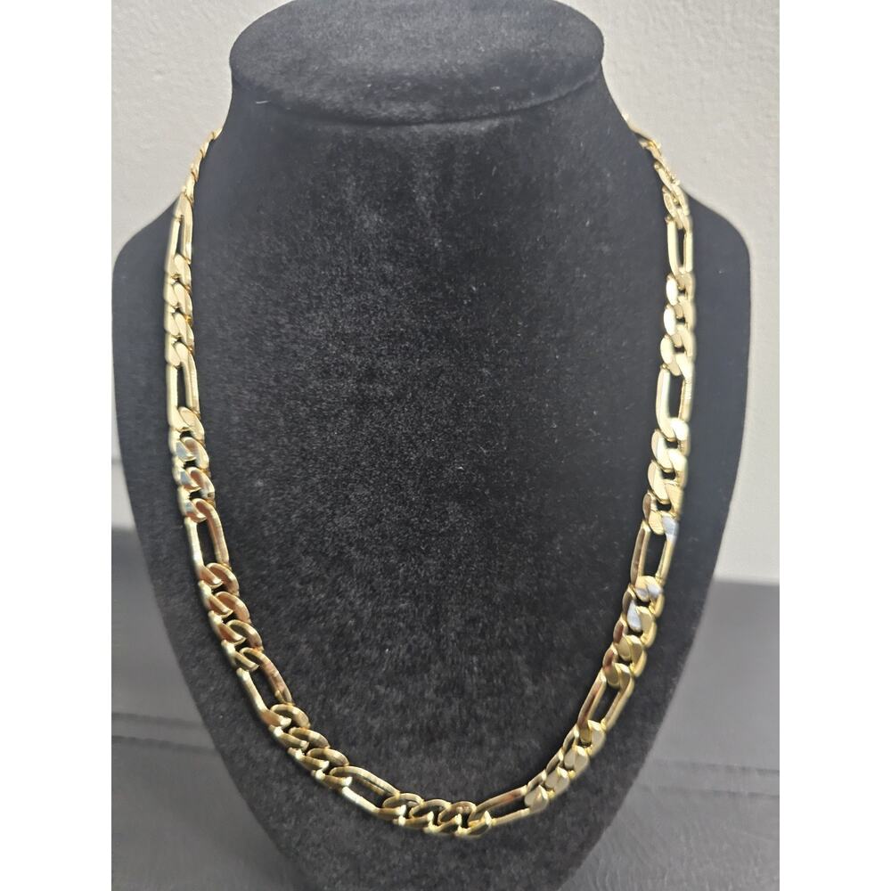 20in. 14k Gold Plated on brass- 9mm THICK Figaro Chain w/ gift pouch